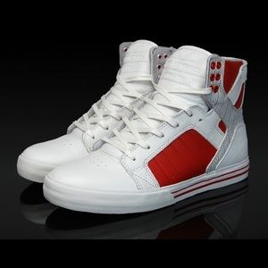 White and red leather Supra